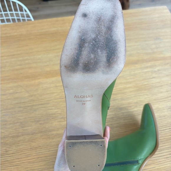 Alohas Green Leather Boots 39 - Picture 8 of 8